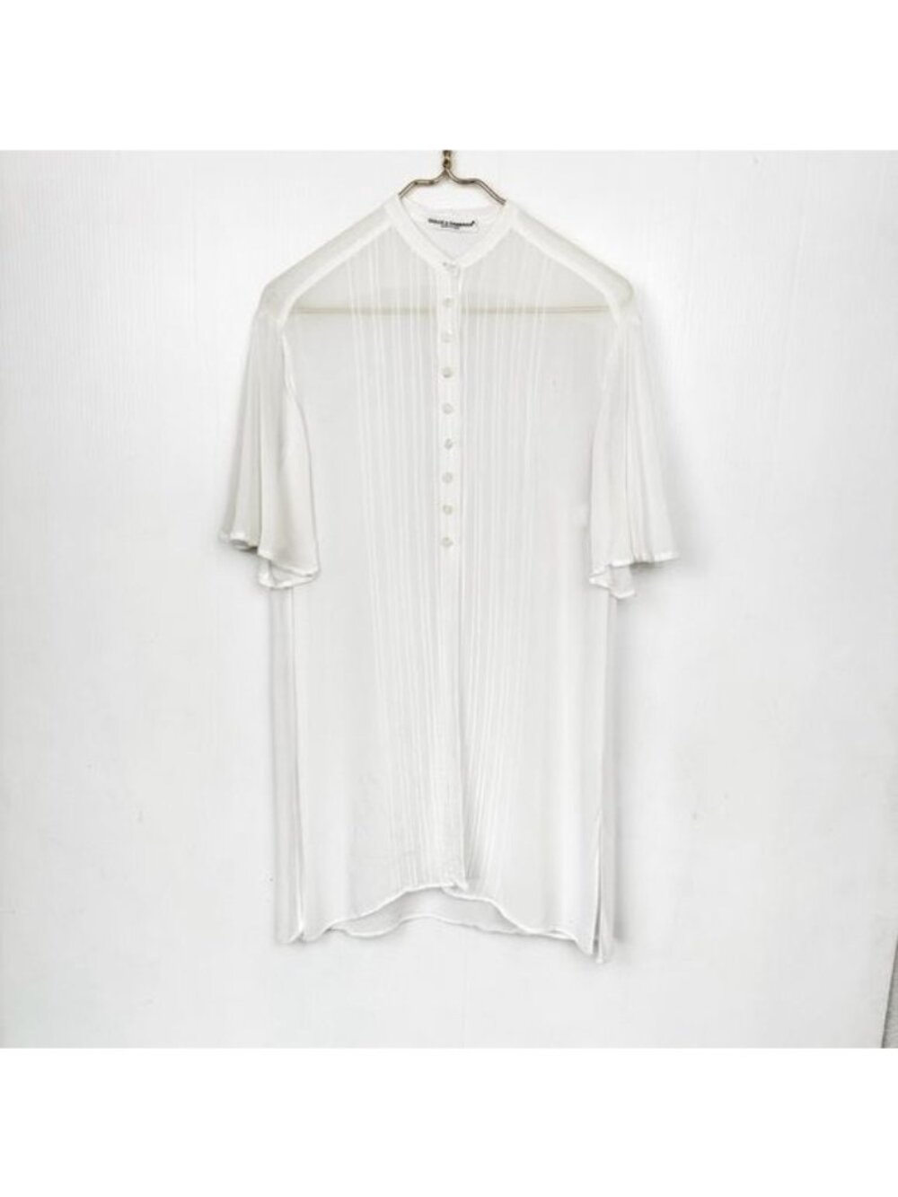 Dolce & Gabbana white semi sheer half button down blouse top 8